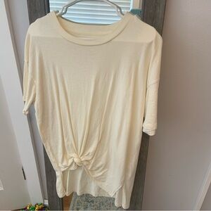 American Eagle Outfitters Cream Short Sleeve Tee with optional front tie